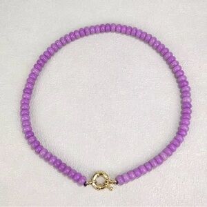 Purple stone Beaded Necklace with Gold Clasp